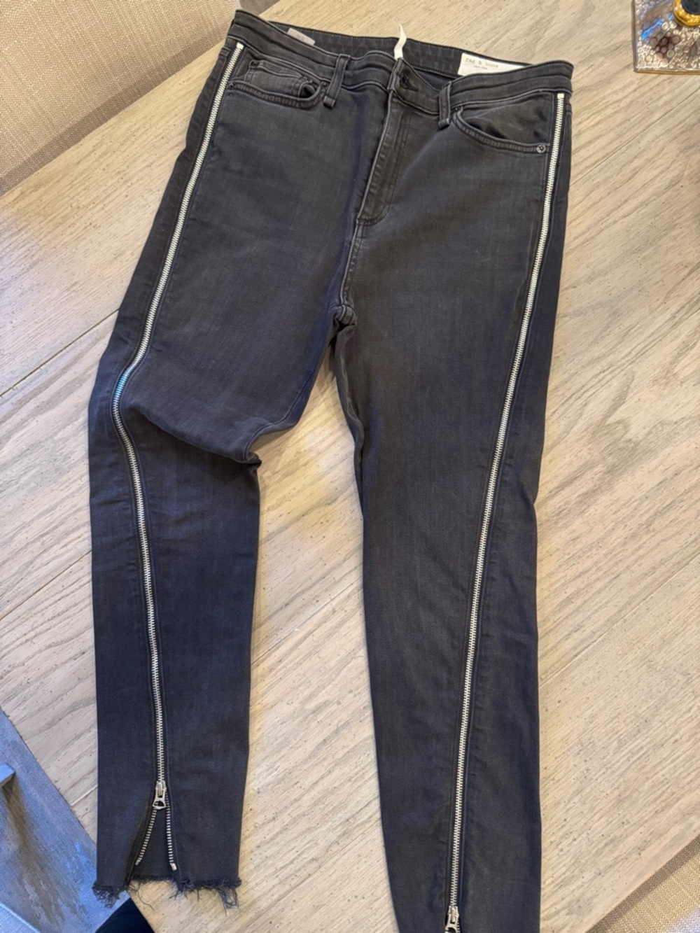 Rag & Bone Women’s Black Zip-Leg Skinny Jeans – Full Side Zippers – Carlton